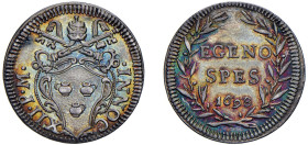 INNOCENZO XII, Antonio Pignatelli (1691 - 1700) - Grosso 1698, Roma
Argento - 1,45 gr.
Dritto: Stemma poligonale con fogliami, chiavi con impugnatur...