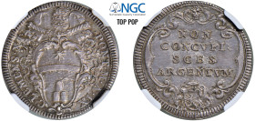 CLEMENTE XI, Gianfrancesco Albani (1700-1721) - Giulio 1709, an. IX, Roma
Argento - 3,07 gr.
Dritto: Stemma trilobato con fogliami, piede a punta e ...