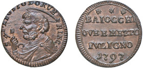 PIO VI, Giovanni Angelo Braschi (1775 - 1799) - Sampietrino da 2 e 1/2 baiocchi, 1797, Foligno
Rame - 9,34 gr.
Dritto: Busto dell'apostolo Pietro a ...