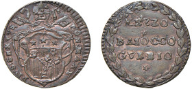 PIO VI, Giovanni Angelo Braschi (1775 - 1799) - 1/2 baiocco 1794, an. XX, Gubbio
Rame - 2,96 gr.
Dritto: Stemma a targa sormontato da triregno e chi...