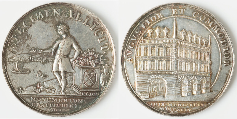 Zurich. Canton silver "Erection of the Guildhall" Medal 1724, SM-276. 49mm. 47.6...