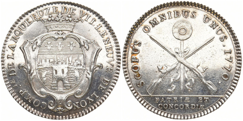 FRANKREICH
 Silberner Jeton 1770. Compagnie de l'Arquebuse de Villeneuve de Lyo...
