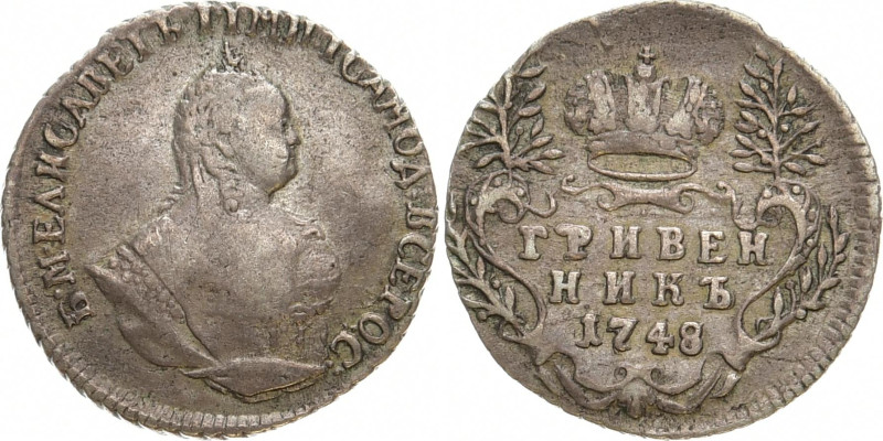 RUSSLAND GROSSFUERSTENTUM / KAISERREICH
Elisabeth, 1741 - 1761. Griwennik 1748,...