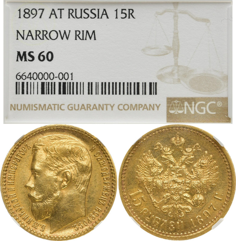 RUSSLAND GROSSFUERSTENTUM / KAISERREICH
Nikolaus II., 1894 - 1917. 15 Rubel 189...