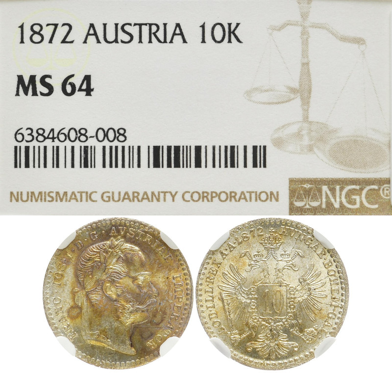 ÖSTERREICH AB 1867 KAISERREICH
Franz-Joseph I., 1848 - 1916 10 Kreuzer 1872. In...