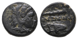 Kings of Macedon, Uncertain mint, Alexander III "the Great" (336-323 BC) AE Unit (Bronze, 
Obv: Head of young Herakles right with lion scalp headdres...