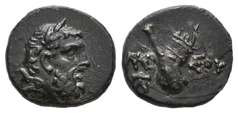 Pontos. Amisos circa 95-90 BC. Bronze Laureate head of Herakles right / Club and...