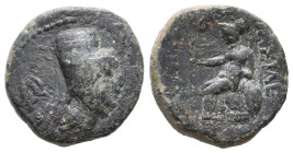 Kingdom of Cappadocia. Ariarathes VI (130 - 114 BC).
Bronze. Circa 130 - 114 BC Eusebeia.
Obverse: Bust of Ariarathes with tiara on the right, monog...