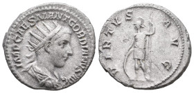 Gordian III. (238 - 244 AD).
Antoninian (silver). 240 AD Rome.
Obv: IMP CAES M ANT GORDIANVS AVG. Bust with radiant crown and armor on the right.
R...