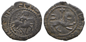 Armenia - Cilician - Oshin (1308-1320) - Takvorin n.d. - Obv: King on horseback riding right / Rev: Lion advancing right; cross behind, pellets right ...