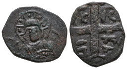 Crusaders. Edessa. Joscelin I ? de Courtenay or Joscelin II AD 1119-1150.
Follis Æ

Weight: 4,6 gr 
Diameter:21,7 mm