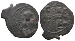 Crusaders. Edessa. Joscelin I ? de Courtenay or Joscelin II AD 1119-1150. Follis Æ

Weight: 3,5 gr 
Diameter: 27,1 mm