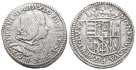 Lorraine (duchy of), Nicolas-François, teston, 1634 Florence
A/(Cross of Lorraine). NFRANC. D.G DVX LOTH. MARCH. D.C.B.G.
Bust of Nicolas-François r...