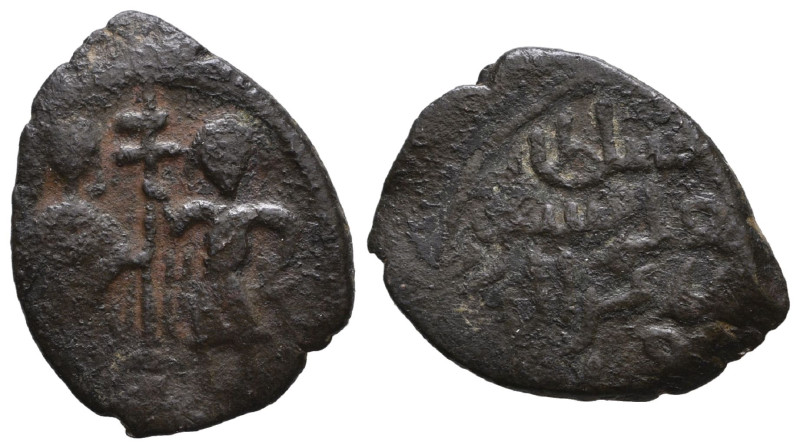 SALDUQIDS: 'Izz al-Din Salduq, 1129-1168, AE fals , NM, ND, A-1890, two standing...