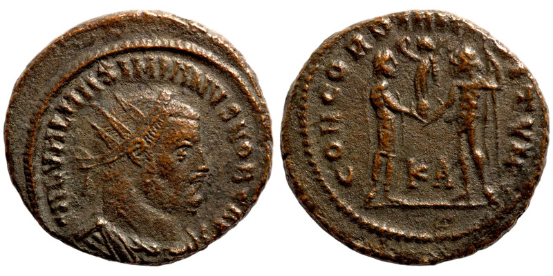 Maximianus. (285-295 AD). Æ Antoninian. Obv: IMP CMA MAXIMIANVS PF AVG. radiate ...