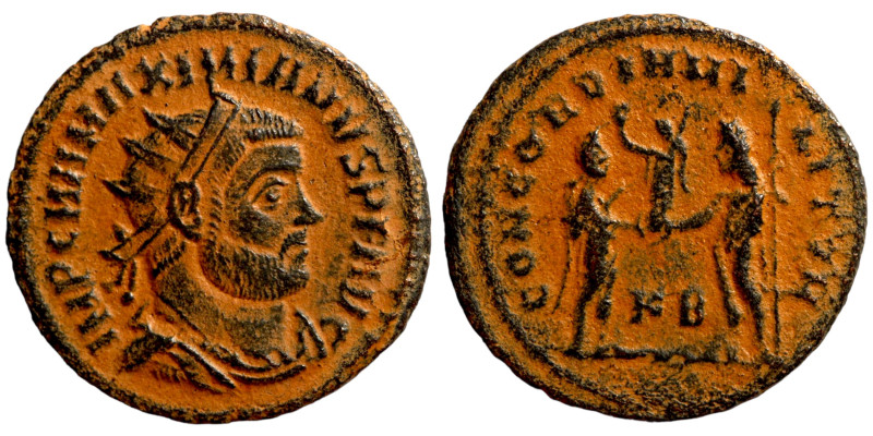 Maximianus. (285-295 AD). Æ Antoninian.. Artifically patinated. Obv: IMP CMA MAX...