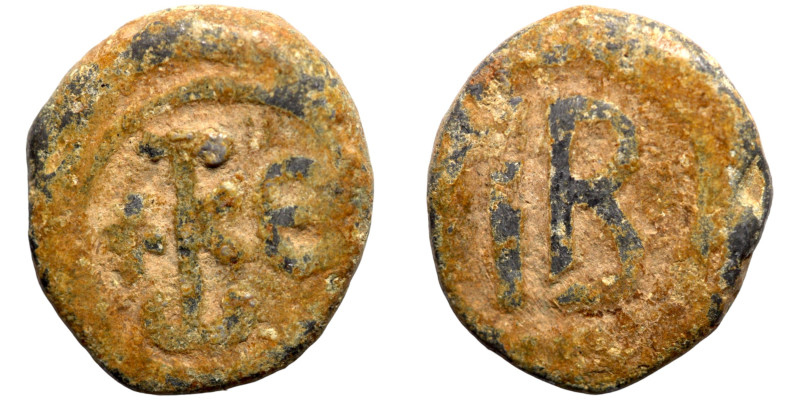 Byzantine lead Token. Circa 6th-7th centuries (lead, 3.48g, 16 mm). KΘ. Rev. Γ. ...