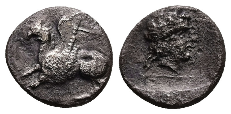 Thrace, Abdera. AR Tetrobol, 2.03 g 14.90 mm. Circa 336-311 BC. 
Obv: Griffin sp...