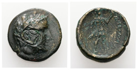 Thrace, Lysimacheia. Ae, 10.36 g 23.19 mm. Circa 225-199/8 BC. 
Obv: Head of Herakles right, wearing lion skin. 
Rev: ΛYΣIMAXEΩN. Artemis standing rig...