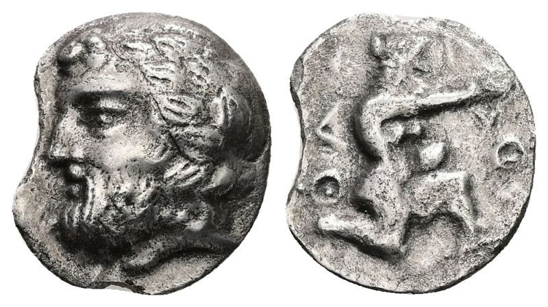 Thrace, Thasos. AR Drachm, 3.45 g 17.10 mm. Circa 404-355 BC.
Obv: Head of Diony...