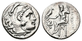Kings of Macedon, Alexander III 'the Great'. AR Drachm, 4.00 g 17.68 mm. 336-323 BC. Lampsakos.
Obv: Head of Herakles right, wearing lion skin.
Rev: A...