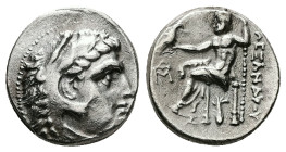 Kings of Macedon, Alexander III ‘the Great’, AR Drachm, 4.18 g 16.94 mm. 336-323 BC. Abydos (?),
Obv: Head of Herakles to right, wearing lion skin hea...