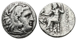 Kings of Macedon. Alexander III "the Great". AR Drachm, 3.69 g 17.12 mm. 336-323 BC. Lampsakos.
Obv: Head of Herakles to right, wearing lion skin head...