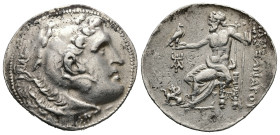 Kings of Macedon, Alexander III. AR Tetradrachm, 17.03 g 33.93 mm. 336-323 BC. Chios mint. Autonomous issue, struck 210-190 BC. 
Obv: Head of Herakles...