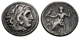 Kings of Macedon, Philip III Arrhidaios. AR Drachm, 4.09 g 18.21 mm. 323-317 BC. Magnesia ad Maeandrum.
Obv: Head of Herakles right, wearing lion skin...
