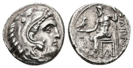 Kings of Macedon, Philip III Arrhidaios, AR Drachm, 3.97 g 17.52 mm. 323-317 BC. Kolophon.
Obv: Head of Herakles right, wearing lion skin.
Rev: ΦΙΛΙΠΠ...