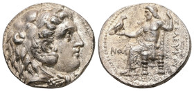 Seleukid Kingdom, Seleukos I Nikator. AR Tetradrachm, 17.08 g 26.89 mm. 312-281 BC. Seleukeia on the Tigris I.
Obv: Head of Herakles right, wearing li...