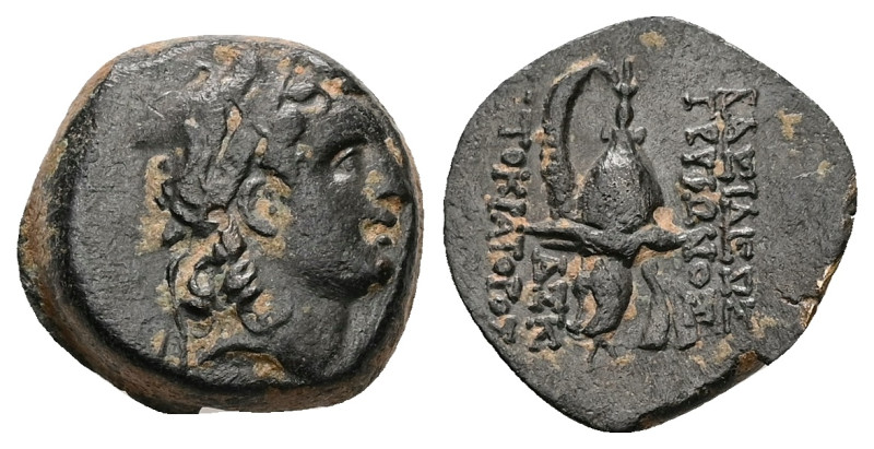 Seleukid Kingdom, Tryphon. Ae, 5.42 g 16.82 mm. Circa 142-138 BC. Uncertain mint...
