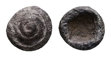 Asia Minor, Uncertain mint(probably Caria). AR Hemiobol, 0.21 g 6.03 mm. 6th cen...