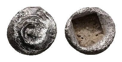 Asia Minor, Uncertain mint(probably Caria). AR Hemiobol, 0.23 g 5.77 mm. 6th cen...