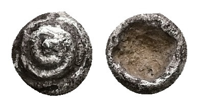 Asia Minor, Uncertain mint(probably Caria). AR Hemiobol, 0.25 g 5.45 mm. 6th cen...