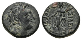 Kings of Bithynia. Prousias II Kynegos. Ae, 3.91 g 16.33 mm. 182-149 BC. Nikomedeia.
Obv: Head of Prousias right, wearing winged diadem.
Rev: ΒΑΣΙΛΕΩΣ...