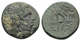 Bithynia, Dia. Ae, 7.47 g 20.51 mm. Circa 95-90 or 80-70 BC. Struck under Mithradates VI Eupator.
Obv: Laureate head of Zeus right.
Rev: ΔΙΑΣ. Eagle, ...