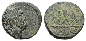 Bithynia, Dia. Ae, 7.96 g 21.51 mm. Circa 95-90 or 80-70 BC. Struck under Mithradates VI Eupator.
Obv: Laureate head of Zeus right.
Rev: ΔΙΑΣ. Eagle, ...