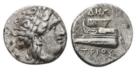 Bithynia, Kios. AR Hemidrachm, 2.28 g 14.53 mm. Circa 350-300 BC, struck under the magistrate Demetrios. 
Obv: Laureate head of Apollo to right. 
Rev:...