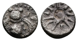 Ionia, Ephesos. AR Tetartemorion, 0.19 g 6.00 mm. Circa 500-450 BC.
Obv: Bee.
Rev: Star with 8 rays.
Ref: Karwiese Series IIIa; SNG Kayhan 135.
Fine/V...