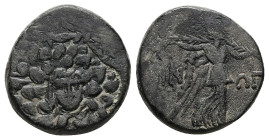 Pontos, Komana. Ae, 7.94 g 19.77 mm. Time of Mithradates VI Eupator. Circa 105-85 BC. 
Obv: Aegis 
Rev. Nike gliding right, carrying palm-branch over ...
