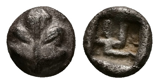 Caria, Rhodes. Kamiros. AR Hemiobol, 0.67 g 7.99 mm. Circa 500-460 BC.
Obv: Fig ...