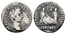 Augustus, 27 BC-AD 14. AR, Denarius. 3.61 g. 18.92 mm. Lugdunum.
Obv: CAESAR AVGVSTVS DIVI F PATER PATRIAE. Head of Augustus, laureate, right.
Rev: AV...