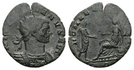 Aurelian, AD 270-275. AE, Antoninianus. 2.78 g 20.98 mm. Milan.
Obv: IMP AVRELIANVS AVG. Bust of Aurelian, radiate, cuirassed, right
Rev: ROMAE AETE...