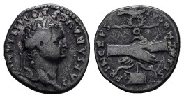 Domitian Caesar, 69-81 AD. AR, Denarius. 2.61 g. 17.91 mm. Rome.
Obv: CAESAR AVG F DOMITIANVS COS VI. Head of Domitian, laureate, right.
Rev: PRINCEPS...