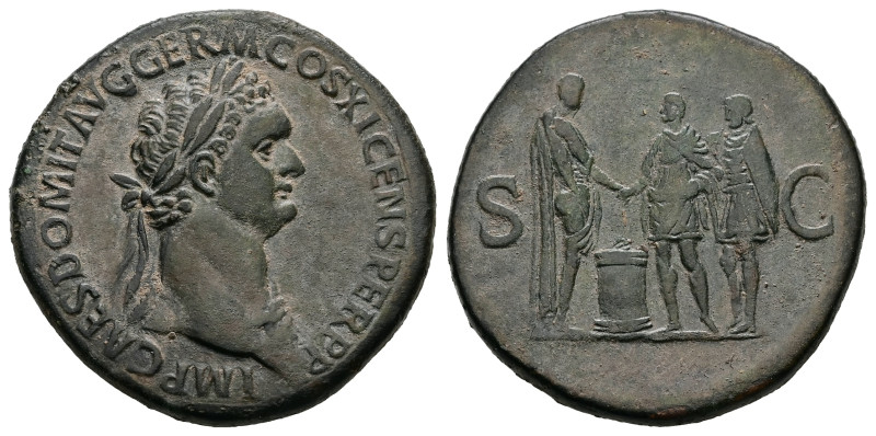 Domitian, AD 81-96. AE, Sestertius. 23.46 g. 34.31 mm. Rome.
Obv: IMP CAES DOMI...