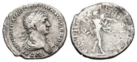 Trajan, 98-117 AD. AR, Denarius. 2.97 g. 19.42 mm. Rome.
Obv: IMP CAES NER TRAIANO OPTIMO AVG GER DAC. Bust of Trajan, laureate, draped, right.
Rev: P...