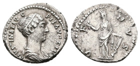 Faustina II Augusta, 147-175 AD. AR, Denarius. 3.00 g. 18.19 mm. Rome.
Obv: FAVSTINAE AVG PII AVG FIL. Bust of Faustina the Younger, band of pearls ro...