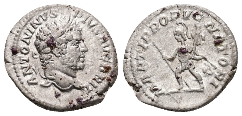 Caracalla, AD 197-217. AR, Denarius. 3.14 g. 19.97 mm. Rome.
Obv: ANTONINVS PIVS...