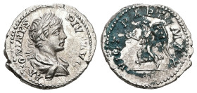 Caracalla, AD 198-217. AR, Denarius. 3.71 g. 20.31 mm. Rome.
Obv: ANTONINVS PIVS AVG. Bust of Caracalla, laureate, draped, right.
Rev: VICT PART MAX. ...